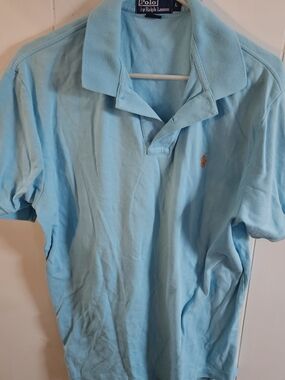 Ralph Lauren Light Blue Polo with Orange Pony Embroidery